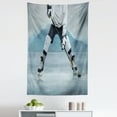 thumbnail image 1 of Sports Tapestry, Ice Hockey Player with Stick and Puck Mountain Background Canadian, Fabric Wall Hanging Decor for Bedroom Living Room Dorm, 5 Sizes, Charcoal Grey White, by Ambesonne, 1 of 1