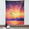 thumbnail image 1 of Sports Tapestry, Paragliding Silhouette over Sea at Sunset with Reflection of Sun Epic Ocean Scenery, Wall Hanging for Bedroom Living Room Dorm Decor, 60W X 80L Inches, Orange, by Ambesonne, 1 of 5