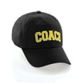 thumbnail image 1 of Sports Team Coach Baseball Hat Layered Arch Letters Unstructured Low Profile Cap, Black Hat White Gold Letters, 1 of 4