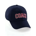 thumbnail image 1 of Sports Team Coach Baseball Hat Layered Arch Letters Unstructured Low Profile Cap, Navy Hat White Red Letters, 1 of 4