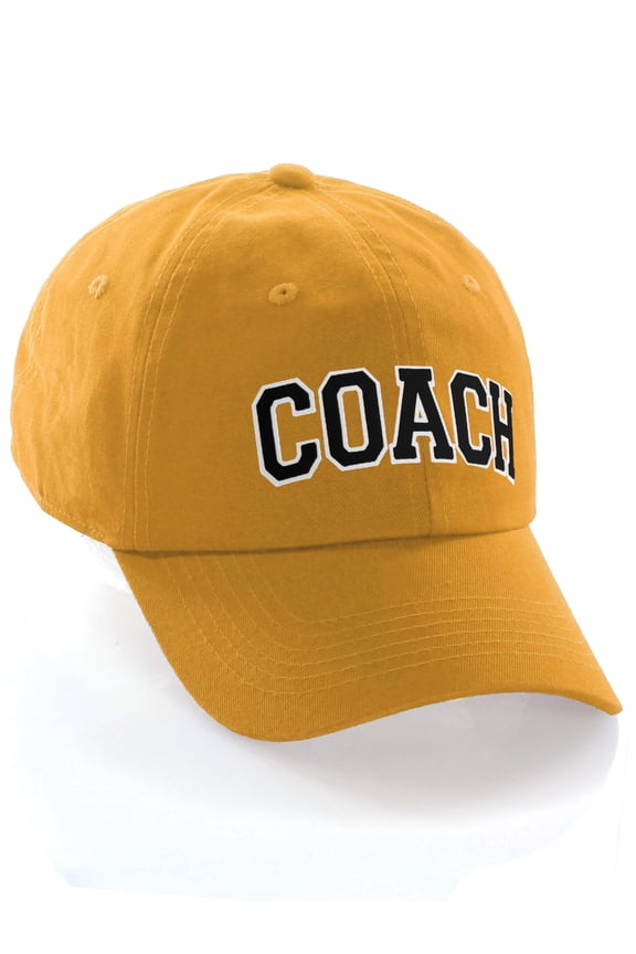 Sports Team Coach Baseball Hat Layered Arch Letters Unstructured Low Profile Cap