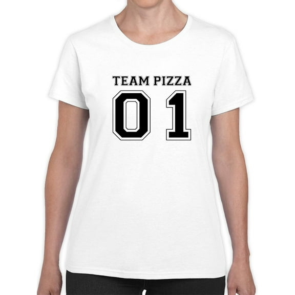 Sports Team Pizza Graphic Women White T-Shirt, Female x-Large