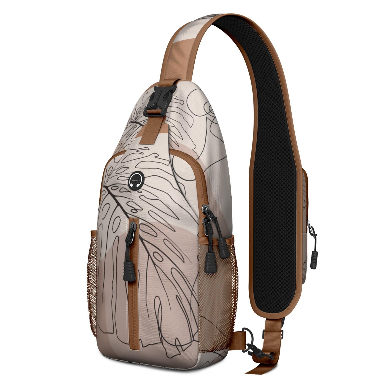 Sports Team Print Sling Backpack with Softball and Volleyball Designs – Lightweight Outdoor Shoulder Bag with Breathable Padding, Reversible Strap, Secure Zippers, Perfect for Kids, Teens,