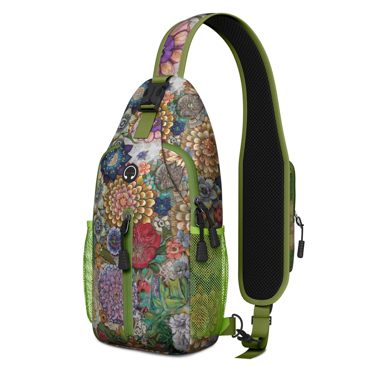 Sports Team Print Sling Backpack with Softball and Volleyball Designs – Lightweight Outdoor Shoulder Bag with Breathable Padding, Reversible Strap, Secure Zippers, Perfect for Kids, Teens,