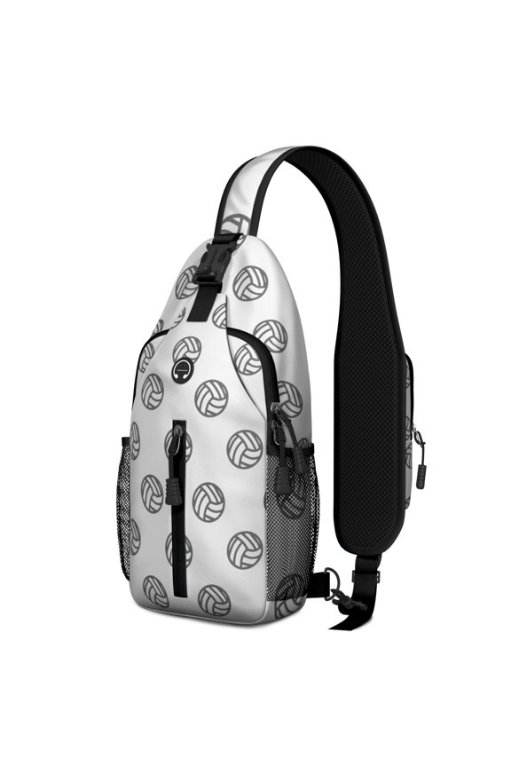 Sports Team Print Sling Backpack with Softball and Volleyball Designs – Lightweight Outdoor Shoulder Bag with Breathable Padding, Reversible Strap, Secure Zippers, Perfect for Kids, Teens,