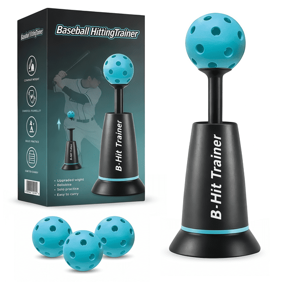 Sports Tee Popper, Durable Nylon Strength, Batting Tee for Perfect Swings, Baseball Training for Hitting Without a Pitcher, Suitable for adults or children, 3 Popper Ball Included