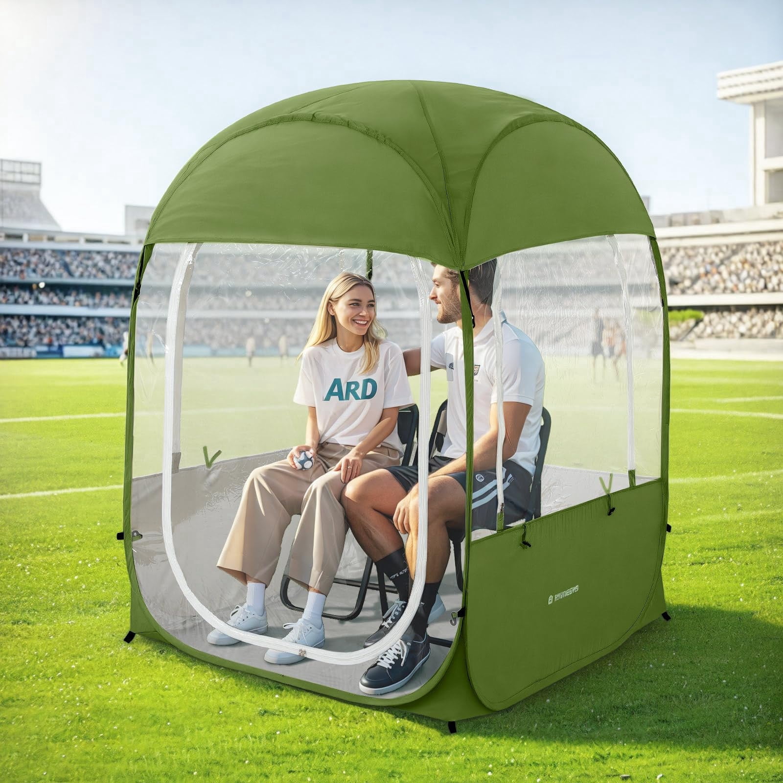 Sports Tent for 1-2 Person, Instant Weather Proof Clear View Bubble Tent, Portable & Foldable Pop Up Tents Shelter with Carry Bag for Watching Sports Events, Camping, Fishing, Green