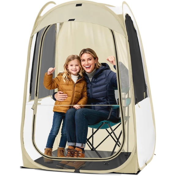 Sports Tent: 1 Person Instant Shelter with Ultra Visibility for Cold Day - Lightweight Portable Pop Up Tent for Sports Event, Protection from Cold Wind and Rain, 37" Lx 37" W x 63.5" H