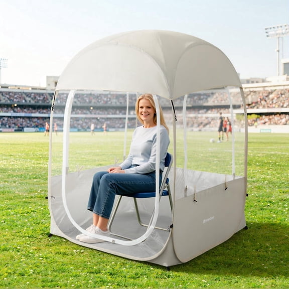 Sports Tent for 1 Person, Portable & Foldable Pop Up Tents Shelter with Carry Bag, Instant Weather Proof Clear View Bubble Tent for Watching Sports Events, Fishing, Camping, Beige