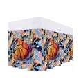thumbnail image 1 of Sports Theme Bed Skirt Basketball Colorful Graffiti Bed Skirts California King Size 16 Inch Drop, Wrap Around Dust Ruffle&nbsp;Bedskirt with Adjustable Elastic Belt for Queen Size Beds, 1 of 7