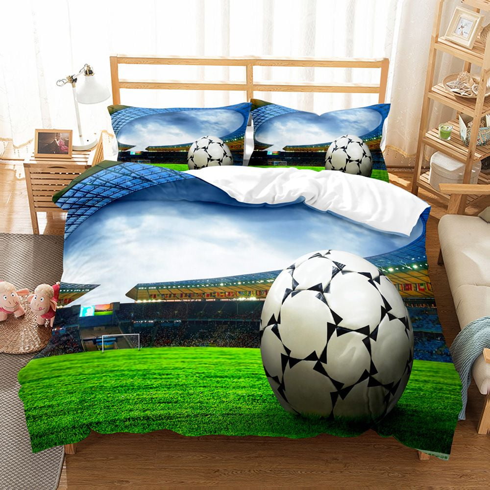 Sports Theme Bedding Set 3D Soccer Comforter Cover Set Football Pattern