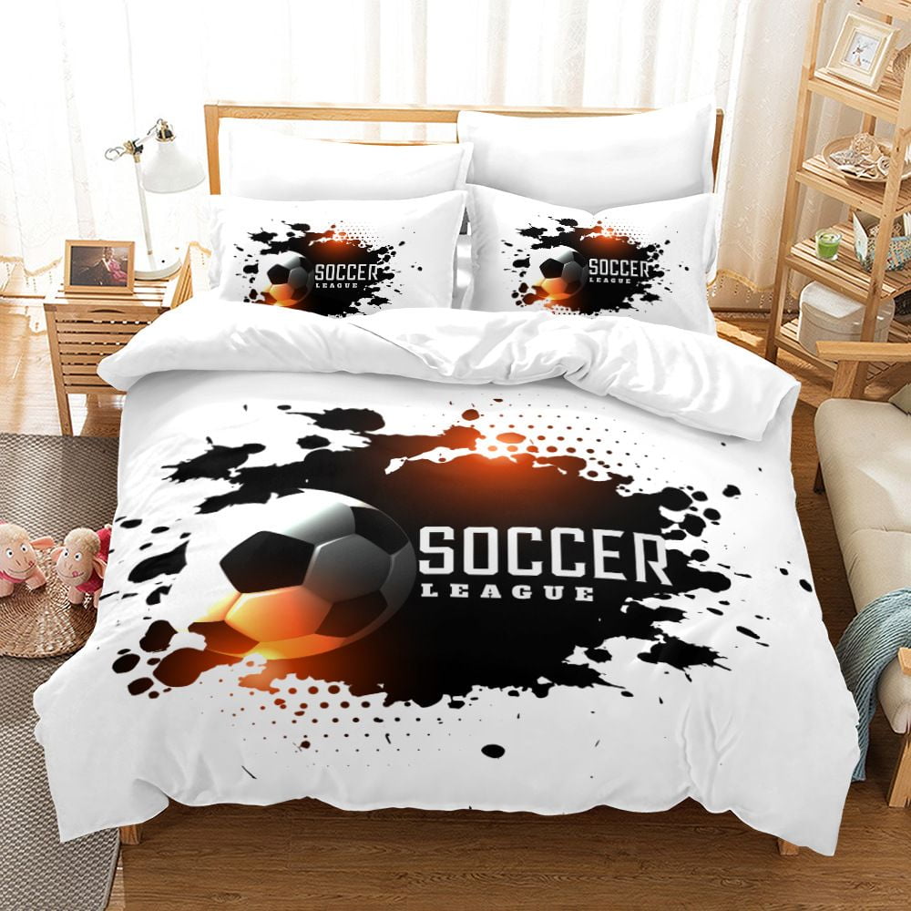Sports Theme Bedding Set 3D Soccer Print Comforter Cover Set Football