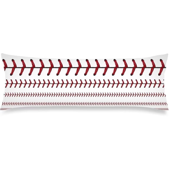 Sports Theme Body Pillow Cover 20x54 Pillow Case Sport White and Red Baseball Laces Softball Laces Cushion Long Pillowcase with Zipper Decorative Soft Large Bedding Pillow Cases for Bedroom,Couch