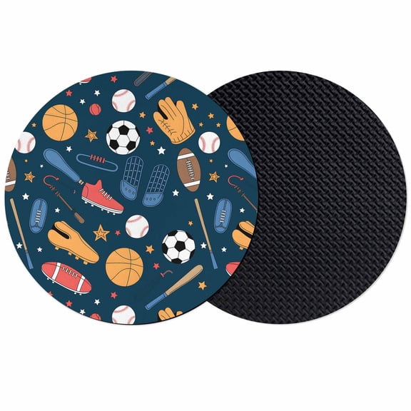 Sports Theme Coasters Set of 2, Absorbent Coasters for Drinks, Cartoon Soccer Baseball Basketball Star Blue Coaster for Desk Coffee Table Protection, Home Decor House Warming Gifts 4"