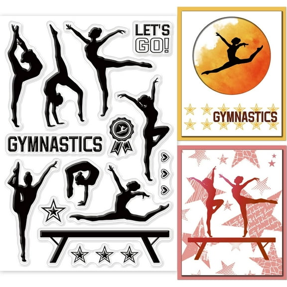 Sports Theme Gymnastics Clear Stamps Lady Human Silhouette Silicone Clear Stamp Human Seals for DIY Scrapbooking Journals Decorative Cards Making Photo Album DIY