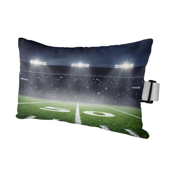 Sports Theme Outdoor Pillows for Chaise Lounge Chair Waterproof Lumbar Pillows with Insert&Adjustable Strap Beach Headrest Pillow Football Field Lights Green Grass White Text Pool Pillow 11"x16"