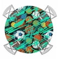 thumbnail image 1 of Sports Theme Round Tablecloth for 55-60 Inch Tables,Fitted Table Cover with Elastic Edge,Funny Abstract Football Rugby Basketball Waterproof Outdoor Table Cloth Protector for Patio Garden Dinner, 1 of 9