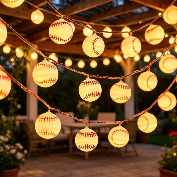 Sports Theme String Lights LED Light String Decor - Battery Powered Indoor Outdoor Party Decoration, Colorful Fairy Lights for Bedroom, Patio, Holiday, Christmas