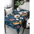 thumbnail image 1 of Sports Theme Tablecloth Rectangle Table Cloths 54x108, Waterproof Tablecloth Outdoor Table Cloth, Cartoon Soccer Baseball Basketball Star Blue Washable Table Cover for Kitchen Dinning Party, 1 of 8