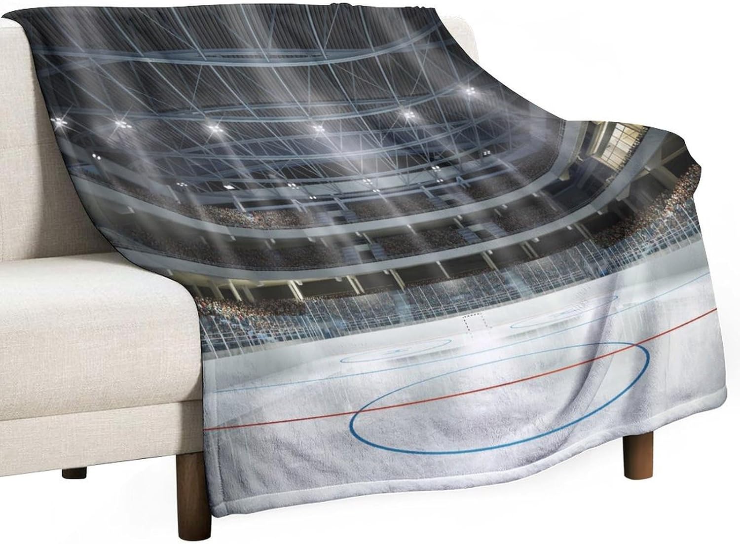 Sports Theme Throw Blanket,Kids Adult Hockey Ice Audience Warm Cozy