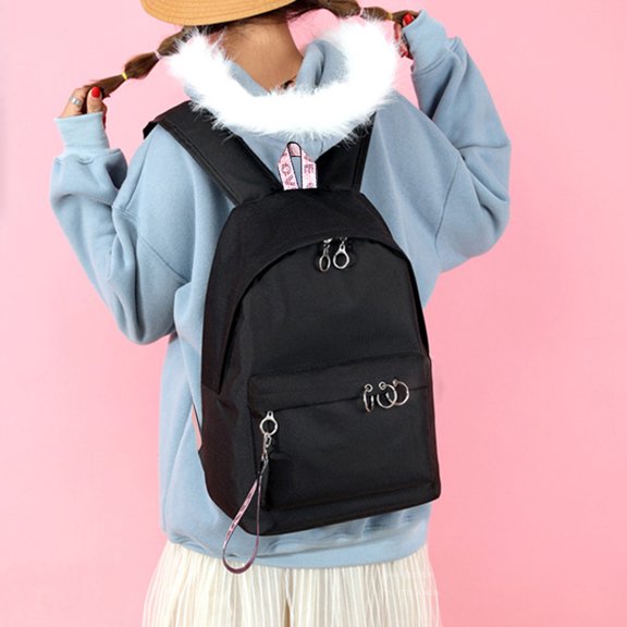 Sports-Themed Backpack - Double Zipper, Adjustable Straps - Oxford Fabric Backpack - Black