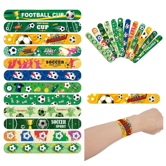 Sports Themed Bracelets, Soccer Team Gifts, Birthday Favors for School Classroom, 12 Pack Event Wristbands