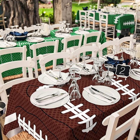 Sports Themed Disposable Waterproof Tablecloth Set of 2, Plastic Party Table Cover for Birthday, Tailgate and Event Decorations, Background Cloth for Festive Gatherings