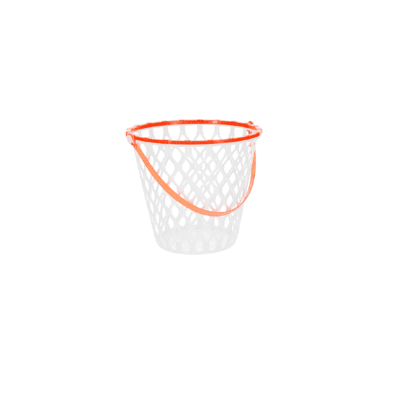 Sports-Themed Easter Basketball Mesh Basket with Handle 7 Inches, Durable Plastic, Orange & White (Includes Bimsy Florn)
