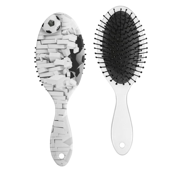 Sports-Themed Hair Brush with Round-Tip Bristles - Gentle Detangler for All Hair Types, Baseball Print
