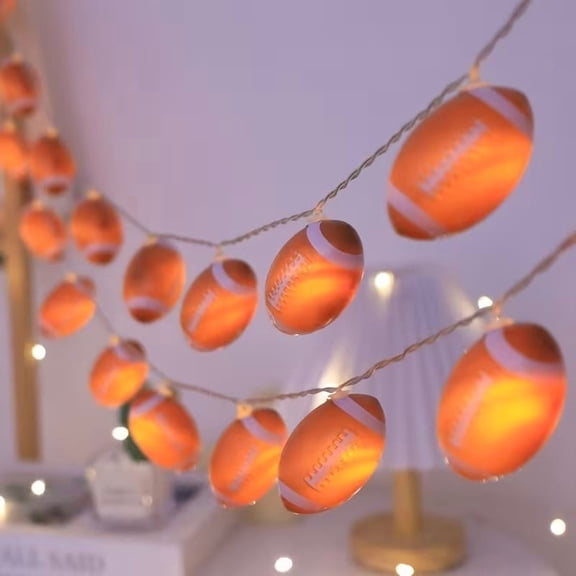 Sports Themed LED Light Strings - Battery Powered Decorative Lighting for Football and Basketball Events