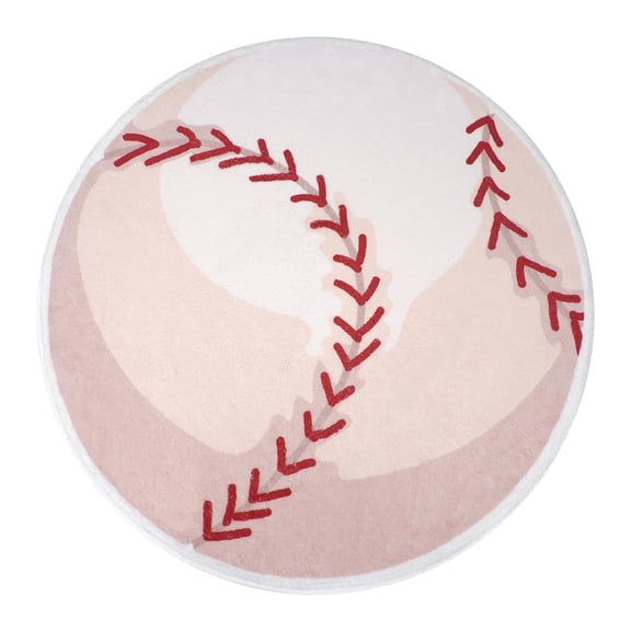 Sports-Themed Non-Slip Throw Rug - 23.6In Basketball/Baseball Floor Decor for Bedroom, Game Room & Entryway, Machine Washable Carpet for Sports Enthusiasts