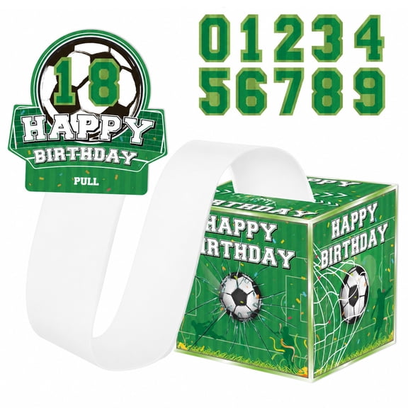 Sports Themed Party Decorations, Birthday Surprise Explosion Box, Birthday Money Holder, Surprise Gift Box, Number, Green Classic Football Style Pull Money Cash Gift Box Bundled