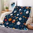 thumbnail image 1 of Sports Throw Blanket for Kids Children Teens, Basketball Football Baseball Hockey Star Blue Throw Flannel Blankets for Couch & Bed, Sports Baseball Blanket 50" x 60", Super Soft & Warm Blankets, 1 of 3