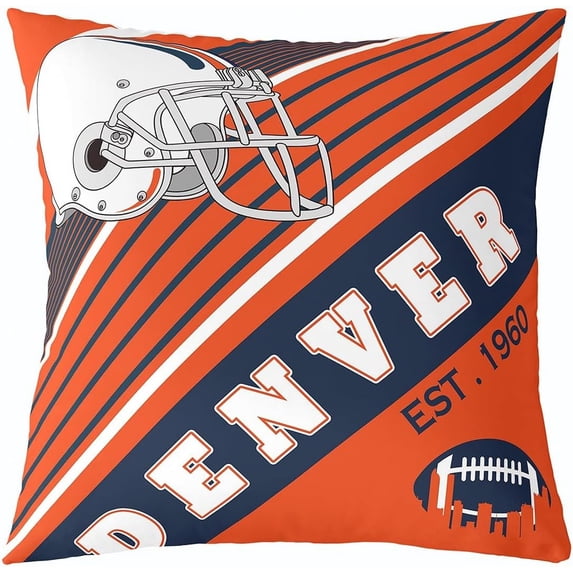 Sports Throw Pillow Cover 20x20 Inch, Football Pillow Cover for Kids Teens Adult, Orange Blue Rugby Cushion Cover, American Football Reversible Decorative Pillow Cover
