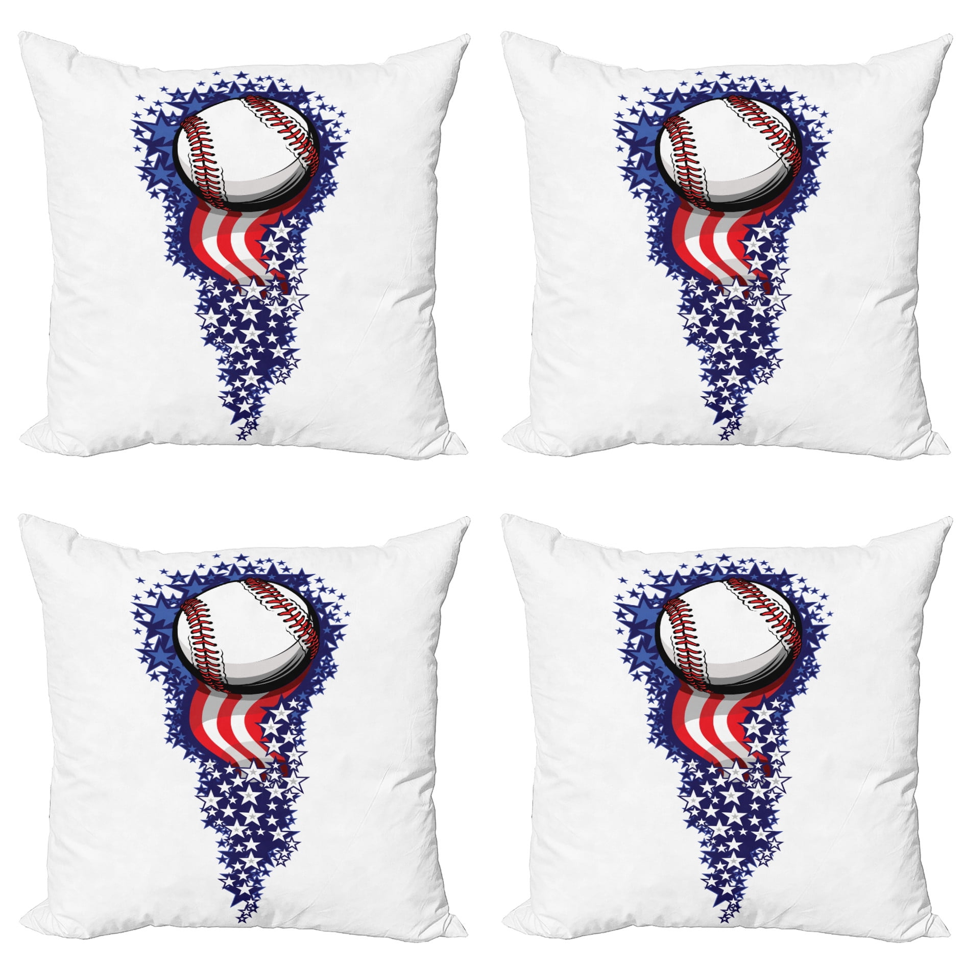 Sports Throw Pillow Cushion Case Pack of 4, Stars and Stripes Fireworks