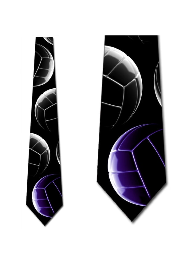 Sports Ties Mens Volleyball Necktie Stacked Purple by Three Rooker