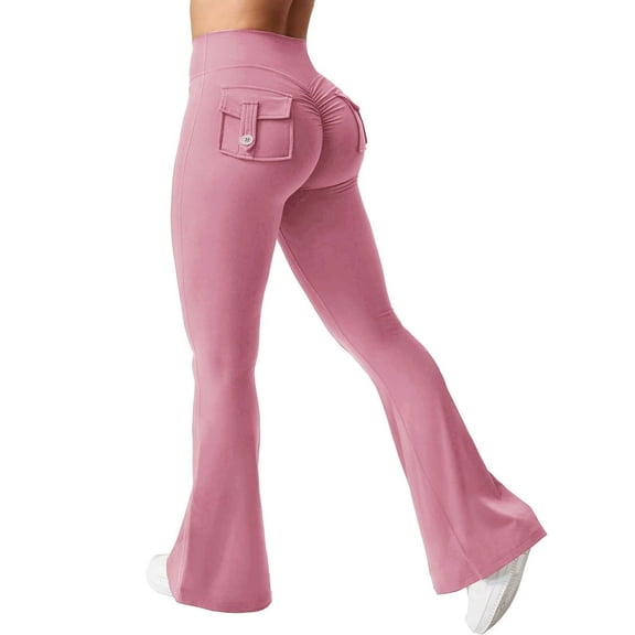 Sports Tights Fitness Pants Flared Yoga Pants Light Pink M