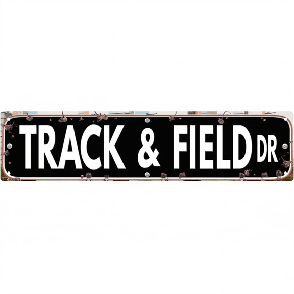 Sports Tin Sign 16x4 Inch Track & Field DR Design - Ideal for Gym, Patio, Outdoor Athletic Decor