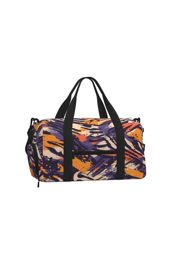 Sports Tote With Shoulder Strap And Shoe Compartment Portable Lightweight Waterproof Tote Crossbody Travel Bag | Ideal For Business Trips And Gym Trips Tiger Print Style Mediumpurple_2