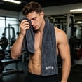 thumbnail image 1 of Sports Towel - Double Pack, 12"x51", Dark Gray, 100% Cotton - Certified, Very Absorbent and Quick-Drying, for Fitness, Gym and Yoga, 1 of 6