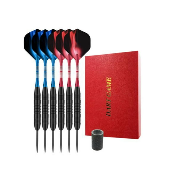 Sports Toys Darts 6 Pack Steel Tip Set for Kids Adults, Indoor Pub Games with Red Case, Perfect Birthday Gifts Holiday Party Favors