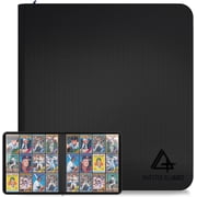 Sports Trading Card Binder 12 Pocket | Trading Card Binder Zipper | Sport Card Binder | NFL Trading Card Binder - 480 Side-Loading Pockets | Collectible Card Binder Black