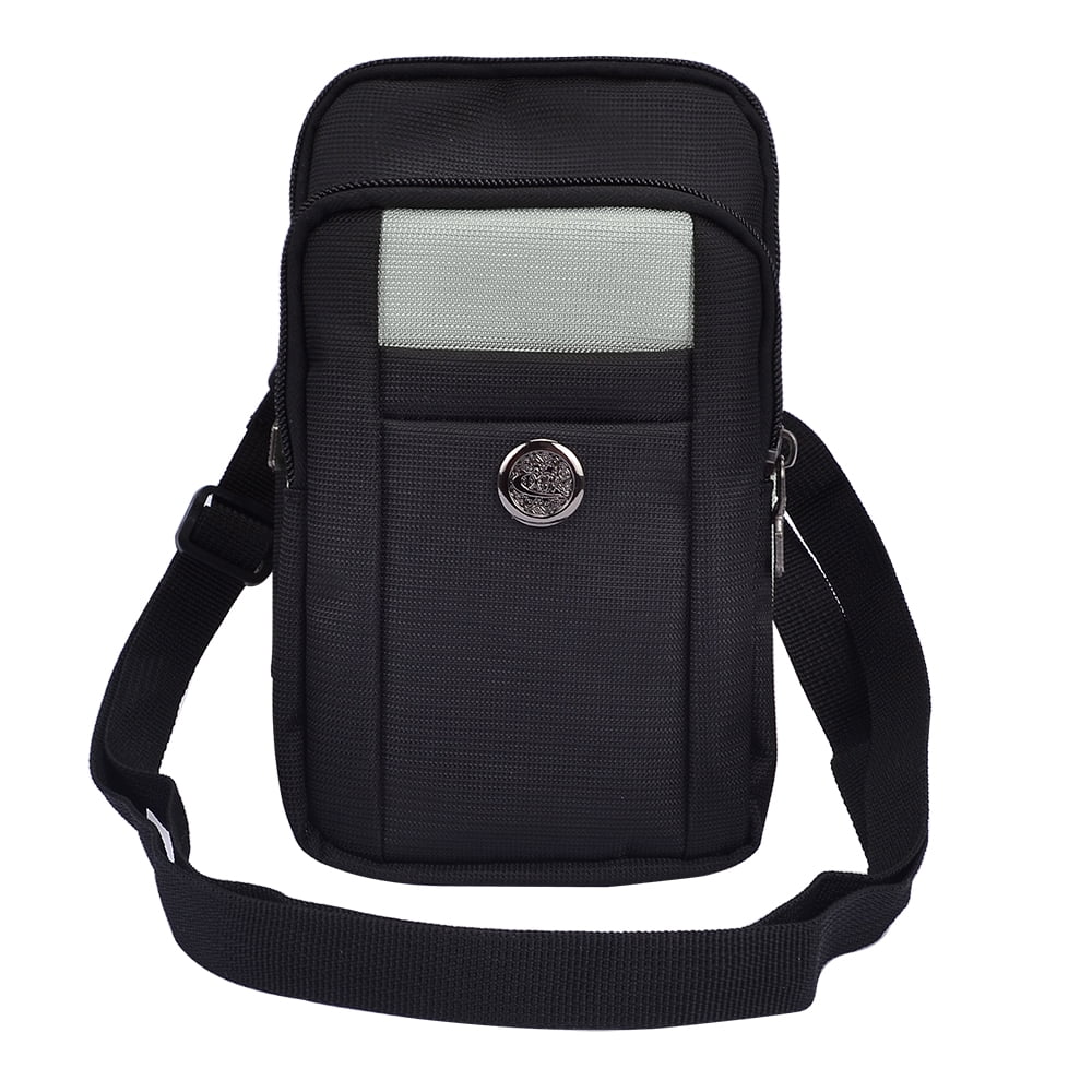 Sports Travel Carrying Pouch (Gray) with Detachable Shoulder Strap, Belt Loop, & Carabiner Clip fits Most Smartphones