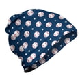 thumbnail image 1 of Sports Unisex Beanie, Baseball Stripes, Hiking Outdoors, Night Blue Red White, by Ambesonne, 1 of 1