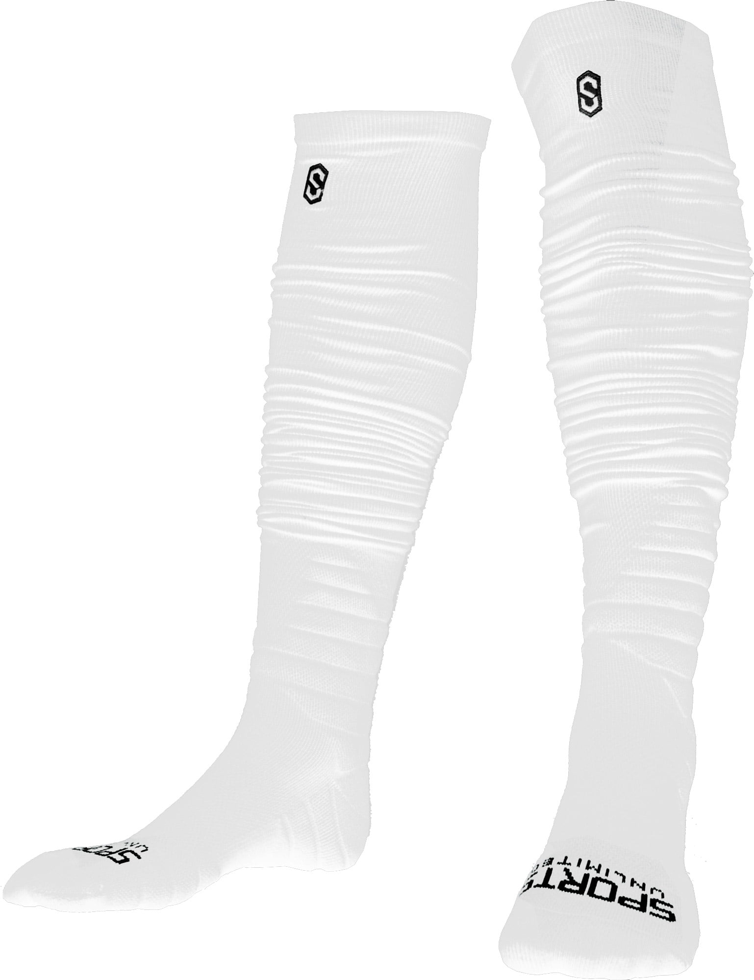 White Knee High Padded Football Socks for Unisex