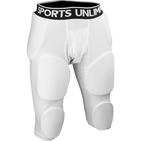 Sports Unlimited Lightweight Integrated Football Girdle, Polyester And Spandex White