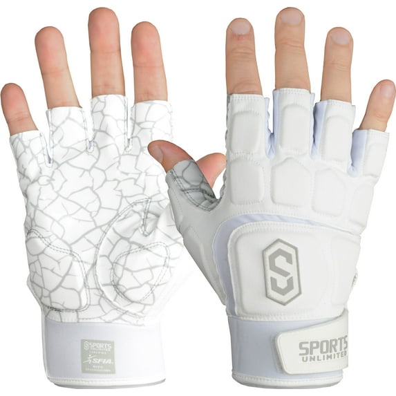 Sports Unlimited Max Clash Adult Padded Half Finger Lineman Football Gloves