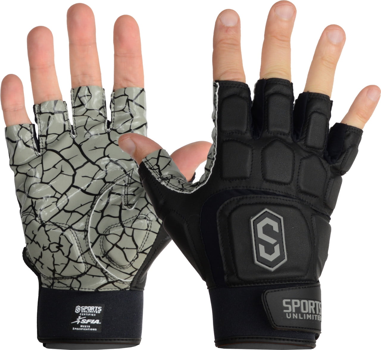 Sports Unlimited Max Clash Adult Padded Half Finger Lineman Football Gloves