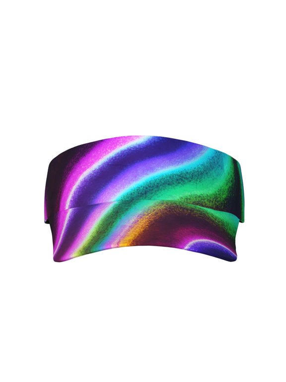 Sports Visor Sun Hat Curved Rainbow Print Adjustable Sun Cap for Women Men