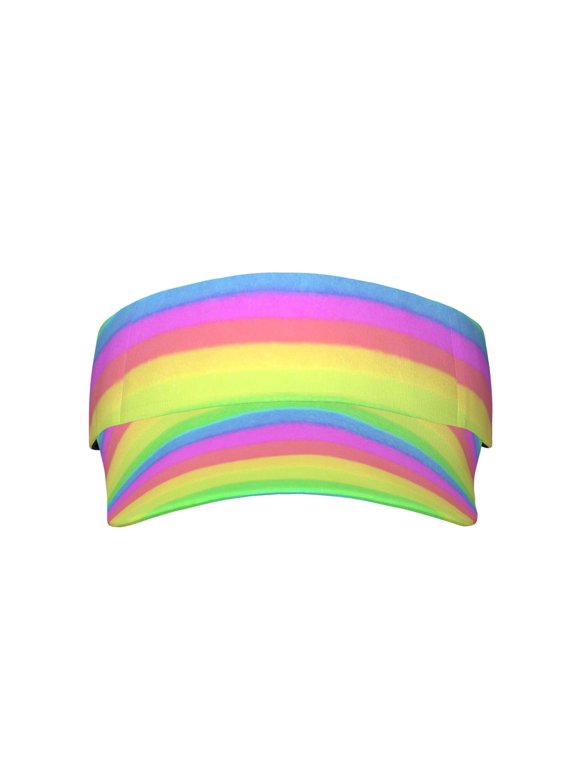 Sports Visor Sun Hat Pastel Rainbow Striped Adjustable Sun Cap for Women Men